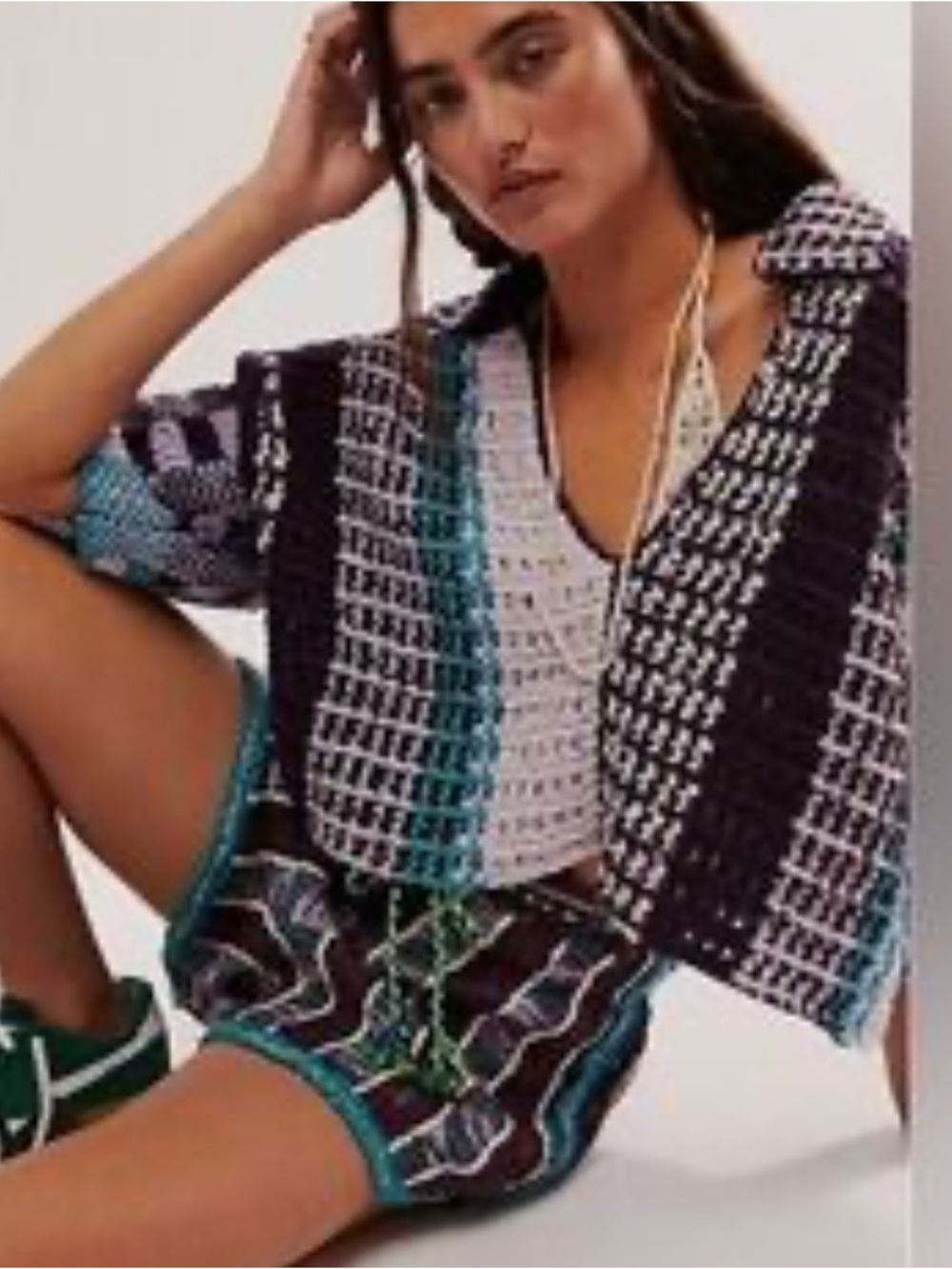 Free People Bali Sundown Set in Sea Combo XS Crochet